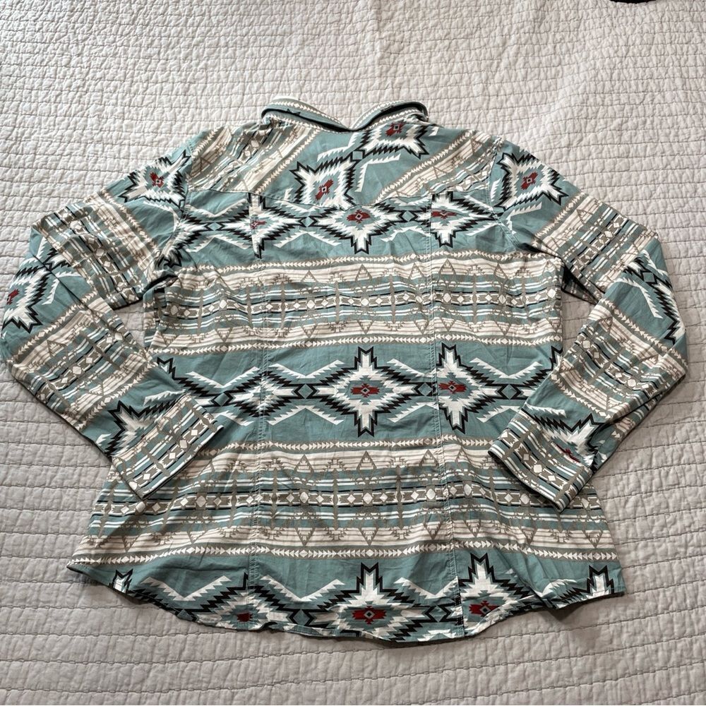 Rock & Roll Denim Aztec Print Snap Shirt Women’s Size XXL - Picture 5 of 10